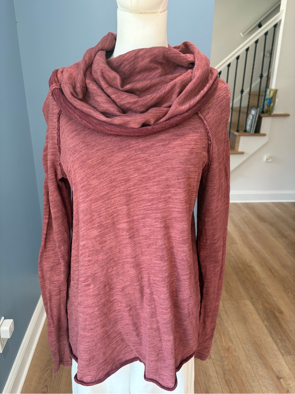 Free People FP Beach Cocoon Cowl Pullover Burgundy Rose XS/S Oversized